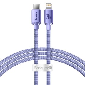 Datový kabel Baseus CAJY000205 Crystal Shine Series USB-C - Lightning 20W 1,2m, fialová