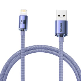 Datový kabel Baseus CAJY000005 Crystal Shine Series USB - Lightning 20W 1,2m, fialová