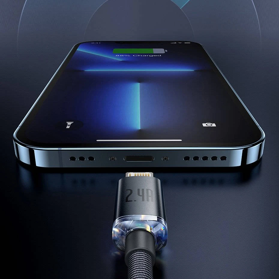 Datový kabel Baseus CAJY000001 Crystal Shine Series USB - Lightning 20W 1,2m, černá