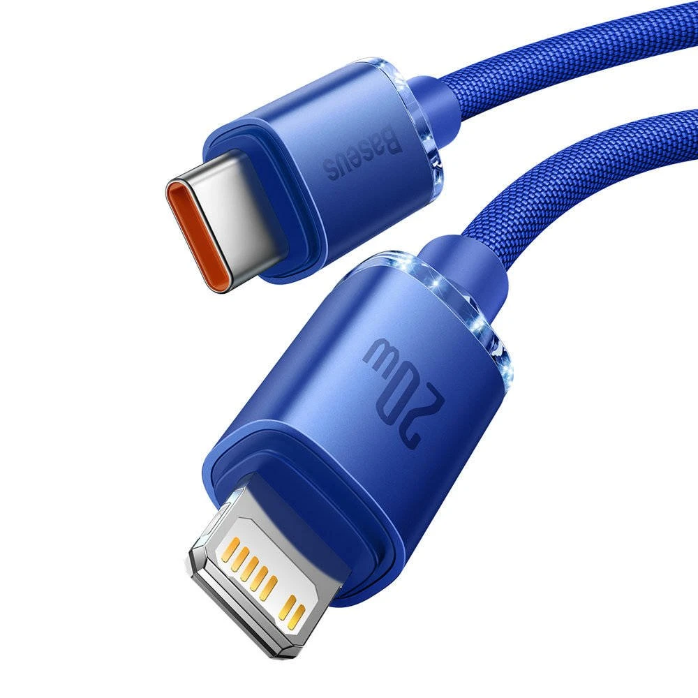 Datový kabel Baseus CAJY000203 Crystal Shine Series USB-C - Lightning 20W 1,2m, modrá