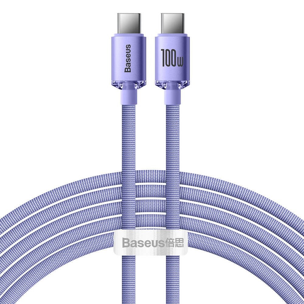 Datový kabel Baseus CAJY000705 Crystal Shine Series USB-C - USB-C 100W 2m, fialová