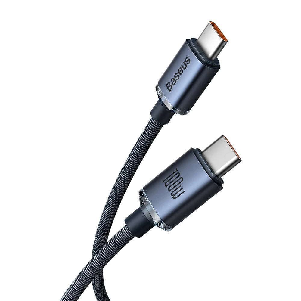 Datový kabel Baseus CAJY000701 Crystal Shine Series USB-C - USB-C 100W 2m, černá