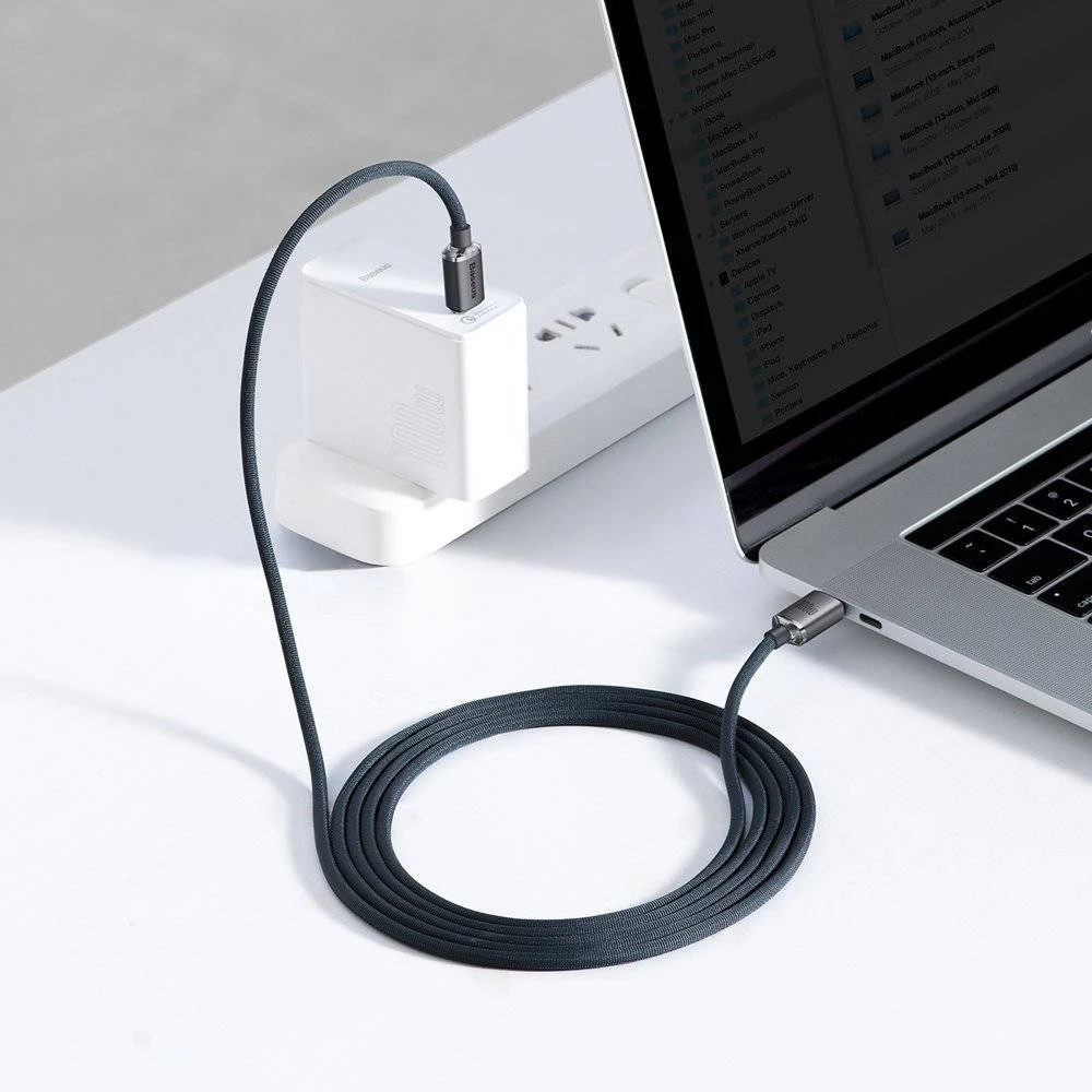 Datový kabel Baseus CAJY000701 Crystal Shine Series USB-C - USB-C 100W 2m, černá