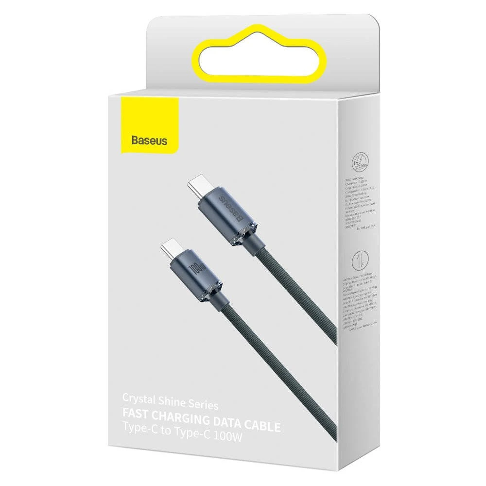Datový kabel Baseus CAJY000701 Crystal Shine Series USB-C - USB-C 100W 2m, černá