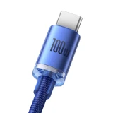 Datový kabel Baseus CAJY000503 Crystal Shine Series USB - USB-C 100W 2m, modrá
