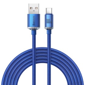 Datový kabel Baseus CAJY000503 Crystal Shine Series USB - USB-C 100W 2m, modrá