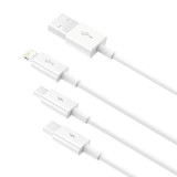 Datový kabel Baseus Superior Series Fast Charging USB-A - USB-C/microUSB/Lightning 3.5A 1m Stellar, bílá