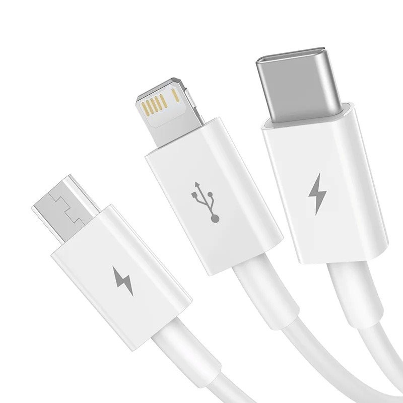 Datový kabel Baseus Superior Series Fast Charging USB-A - USB-C/microUSB/Lightning 3.5A 1m Stellar, bílá