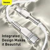 Datový kabel Baseus Cafule Metal Series USB-C - USB-C 100W 1m, bílá