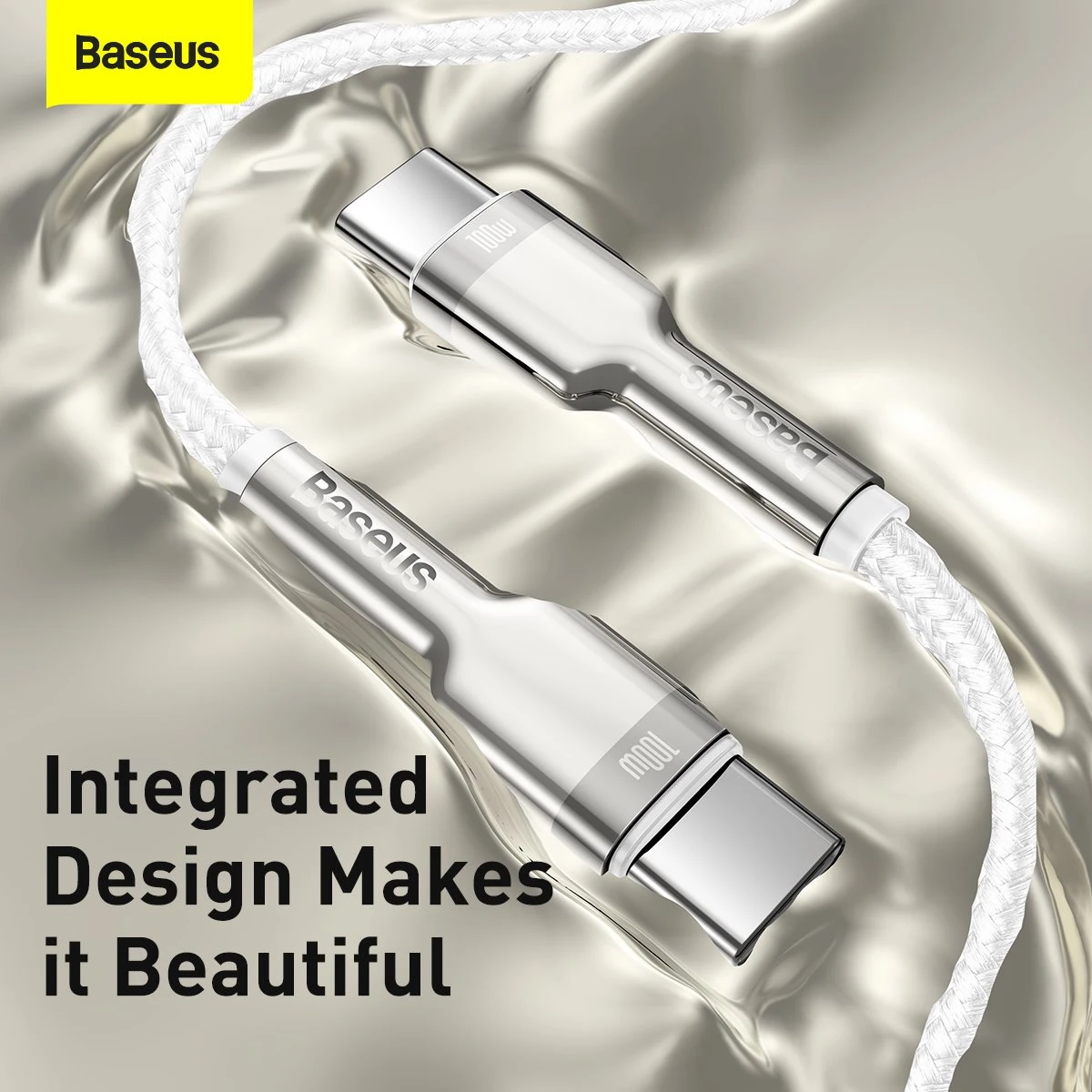 Datový kabel Baseus Cafule Metal Series USB-C - USB-C 100W 1m, bílá