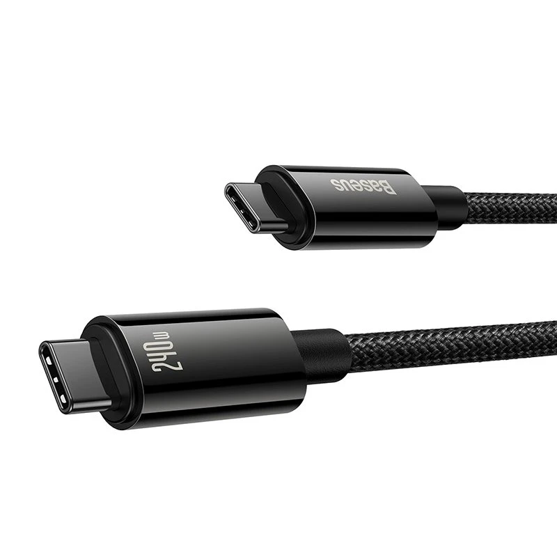 Datový kabel Baseus CAWJ040101 Tungsten Gold Fast Charging USB-C - USB-C 240W 2m, černá