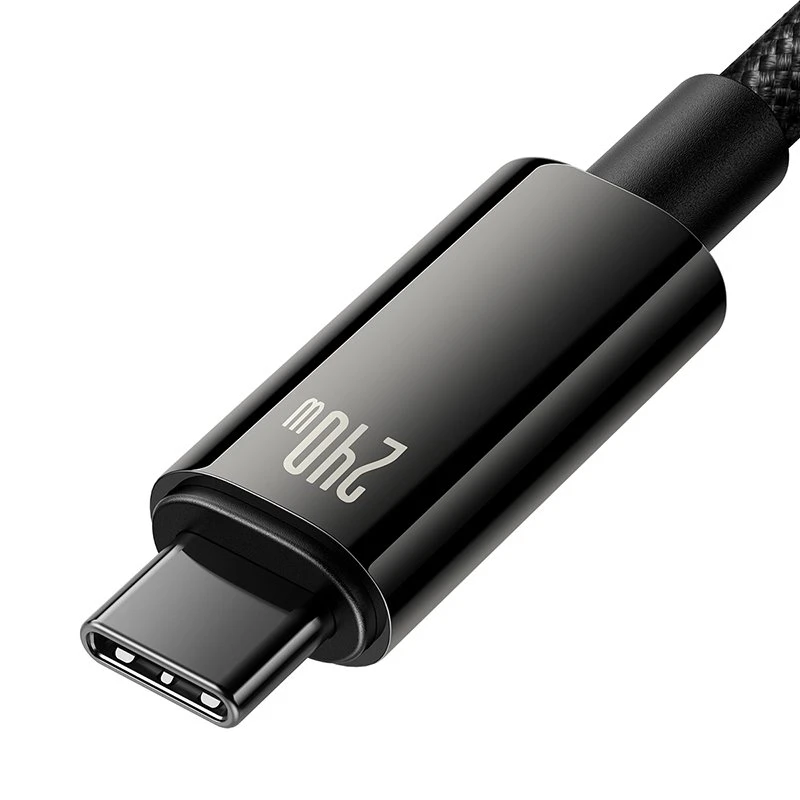 Datový kabel Baseus CAWJ040101 Tungsten Gold Fast Charging USB-C - USB-C 240W 2m, černá