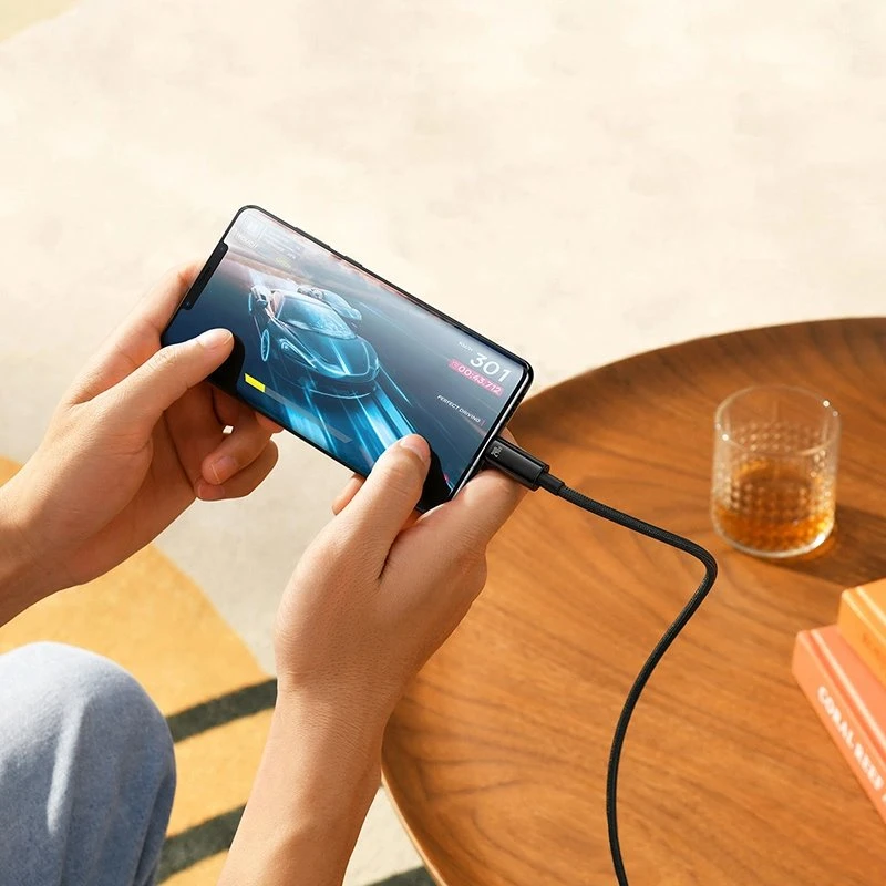 Datový kabel Baseus CAWJ040101 Tungsten Gold Fast Charging USB-C - USB-C 240W 2m, černá