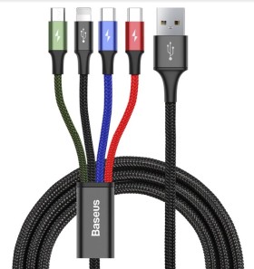 Kabel Baseus CA1T4-B01 Fast 4in1 Lightning, 2x USB-C, MicroUSB 3.5A 1.2m, černá