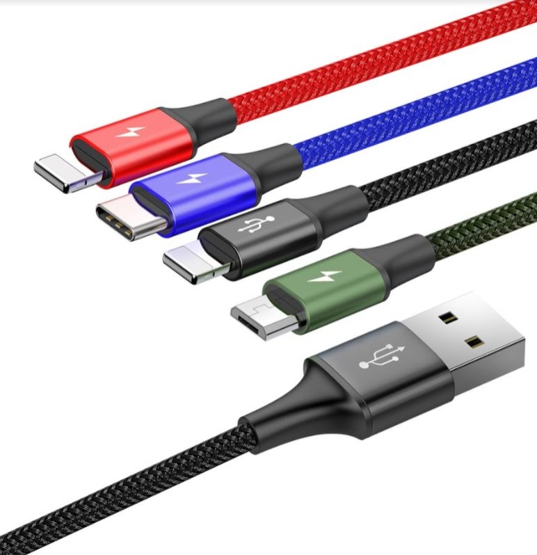 Kabel Baseus CA1T4-A01 Fast 4in1 2x Lightning, USB-C, MicroUSB 3.5A 1.2m, černá