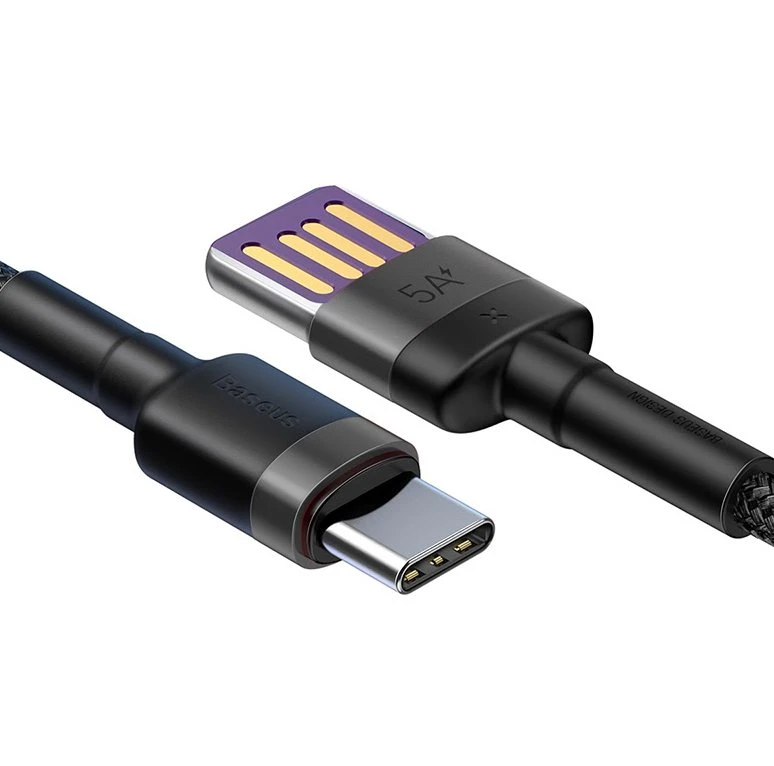 Datový kabel Baseus CATKLF-PG1 Cafule Quick Charging USB Double Sided to USB 40W 1m, šedá/černá
