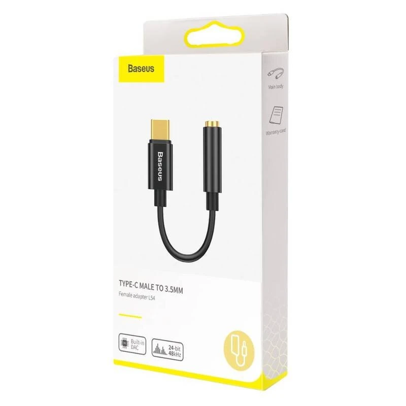 Kabelová redukce Baseus CATL54-01 z USB-C na 3,5mm Audio Jack L54 (female), černá