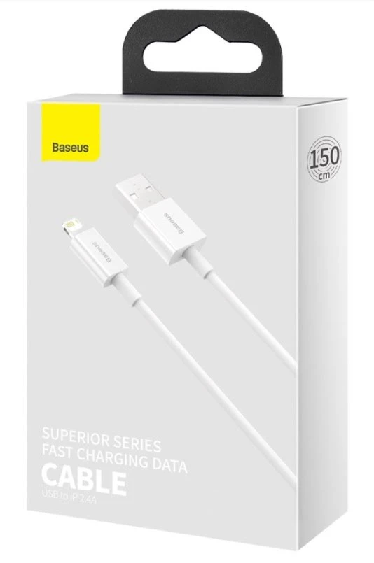 Kabel Baseus CALYS-B02 Superior Fast Charging Lightning 2.4A 1.5m, bílá