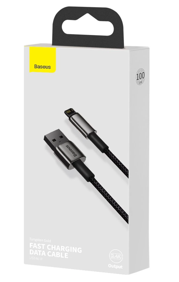 Kabel Baseus CALWJ-01 Tungsten Gold Lightning 2.4A 1m, černá