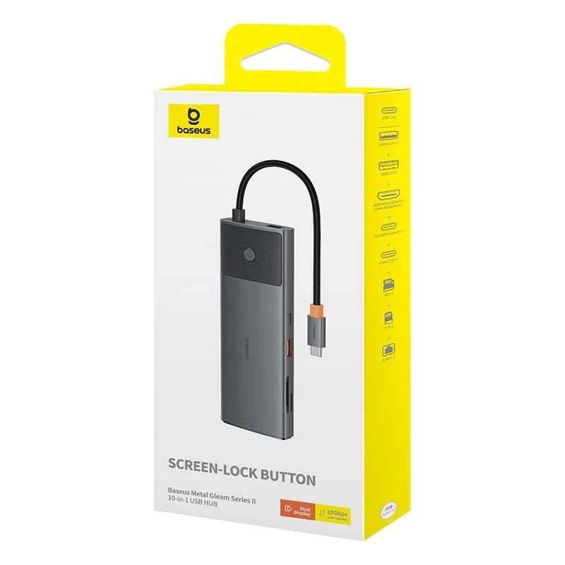 Dokovací stanice Baseus Metal Gleam II Series 10v1 USB-C HUB Cosmic, černá