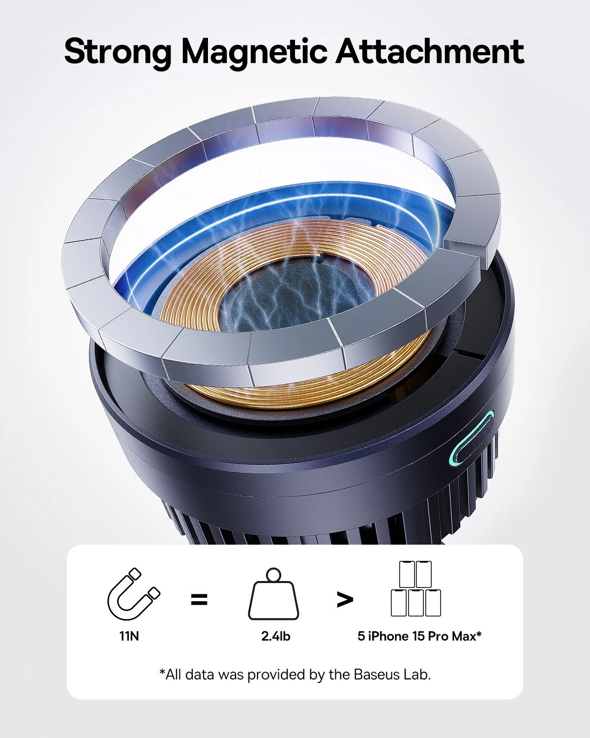 Magnetický držák Baseus MagPro s bezdrátovým nabíjením 15W, černá