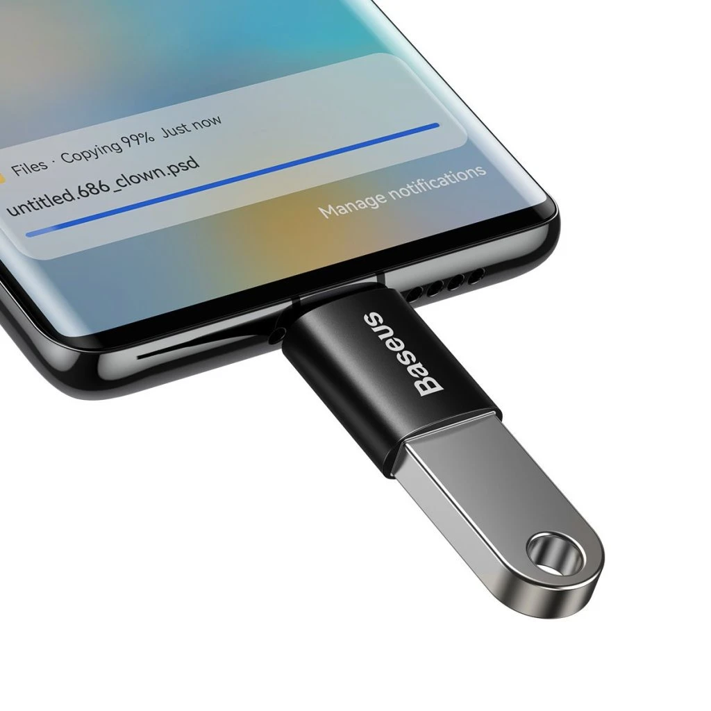 Mini OTG Adaptér Baseus ZJJQ000001 Ingenuity z USB-A na USB-C, černá