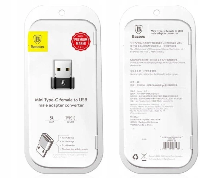 Baseus Adaptér z USB-C na USB-A, černá