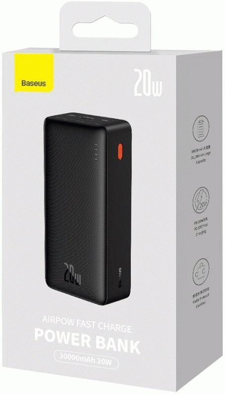 Powerbanka Baseus Airpow 30000mAh, 20W, černá