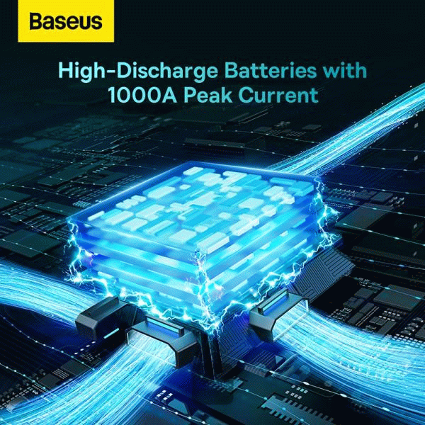 Powerbanka Baseus Super Energy 8000mAh, se startovacími kabely a kompresorem, černá