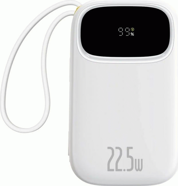Powerbanka Baseus EnerFill FC31 20000mAh, 22,5W, s kabelem USB-C a Lightning, bílá