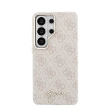 Guess PU 4G Script Metal Logo Magnetic Zadní Kryt pro Samsung Galaxy S26 Ultra Pink