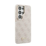 Guess PU 4G Script Metal Logo Magnetic Zadní Kryt pro Samsung Galaxy S26 Ultra Pink