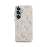 Guess PU 4G Script Metal Logo Magnetic Zadní Kryt pro Samsung Galaxy S26 Pink