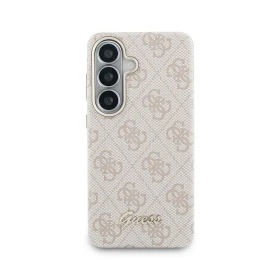 Guess PU 4G Script Metal Logo Magnetic Zadní Kryt pro Samsung Galaxy S26 Pink