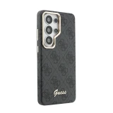 Guess PU 4G Script Metal Logo Magnetic Zadní Kryt pro Samsung Galaxy S26 Ultra Black