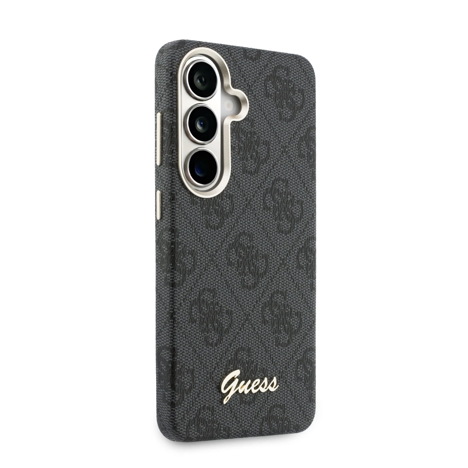 Guess PU 4G Script Metal Logo Magnetic Zadní Kryt pro Samsung Galaxy S26 Black