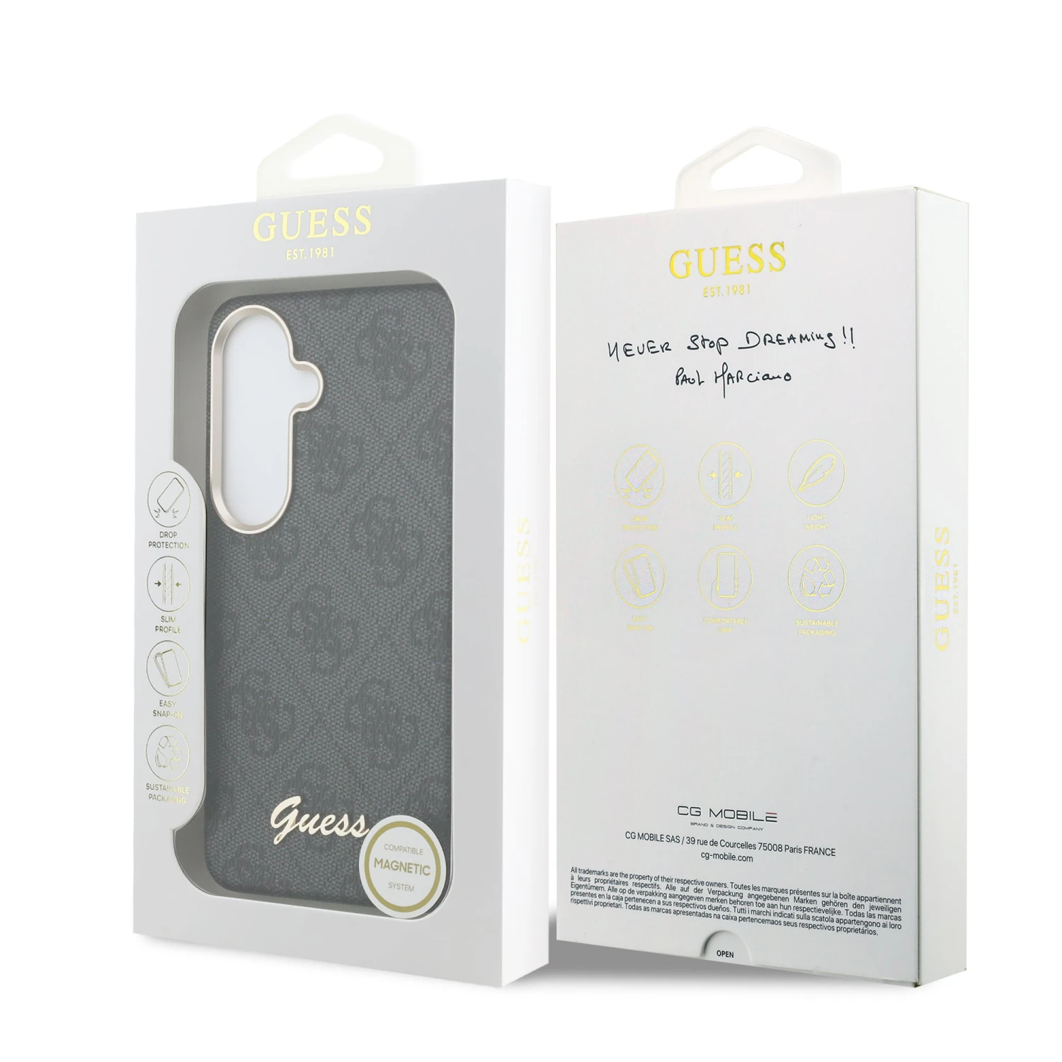 Guess PU 4G Script Metal Logo Magnetic Zadní Kryt pro Samsung Galaxy S26 Black