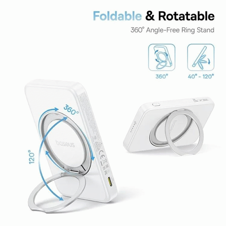Bezdrátová powerbanka Baseus PicoGo Qi2 5000mAh, 20W, bílá