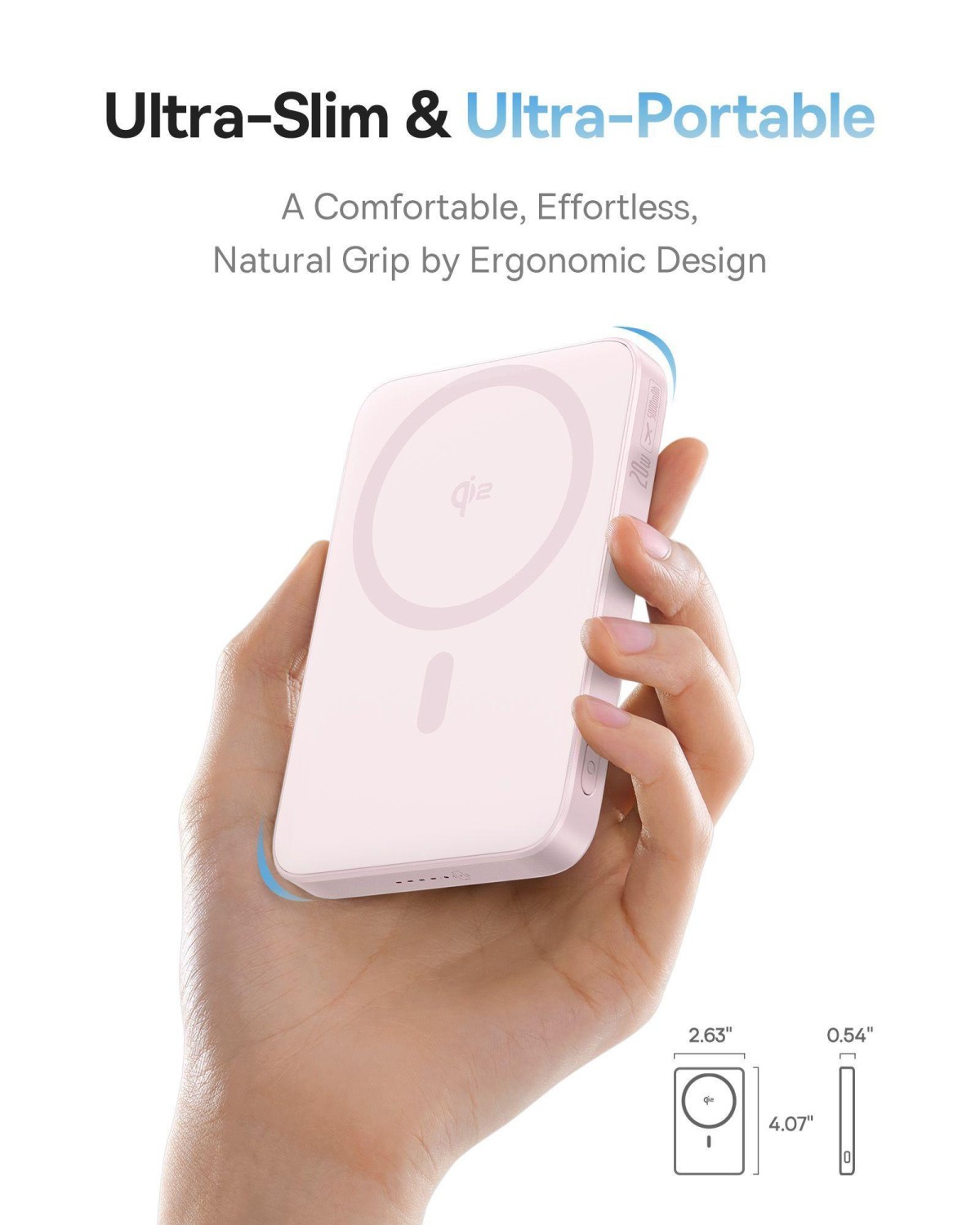 Bezdrátová powerbanka Baseus PicoGo Qi2 5000mAh, 20W, růžová