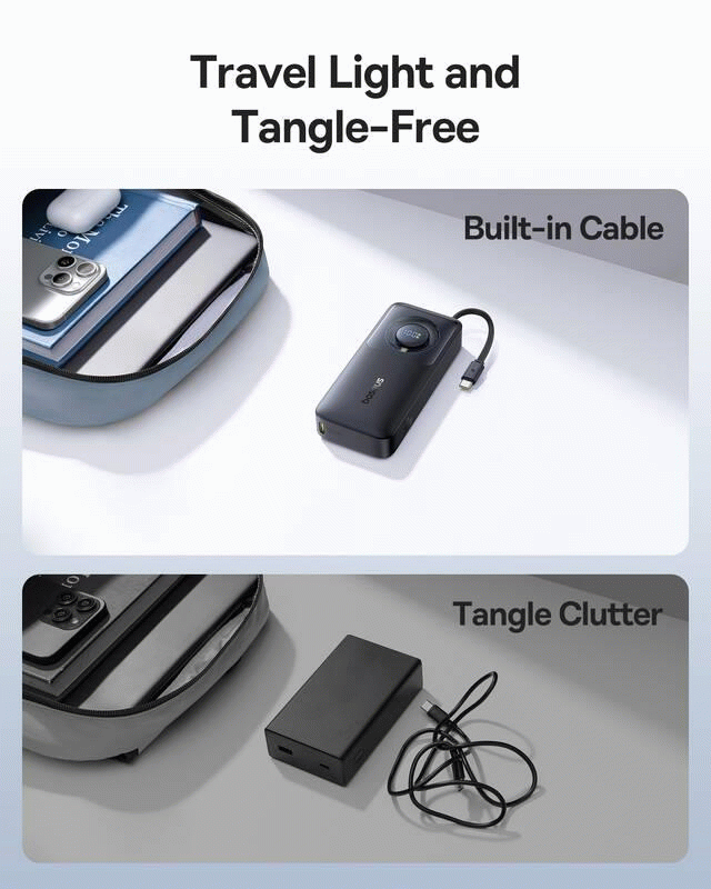 Powerbanka Baseus OS Free2Pull 10000mAh, 30W, s kabelem USB-C, černá