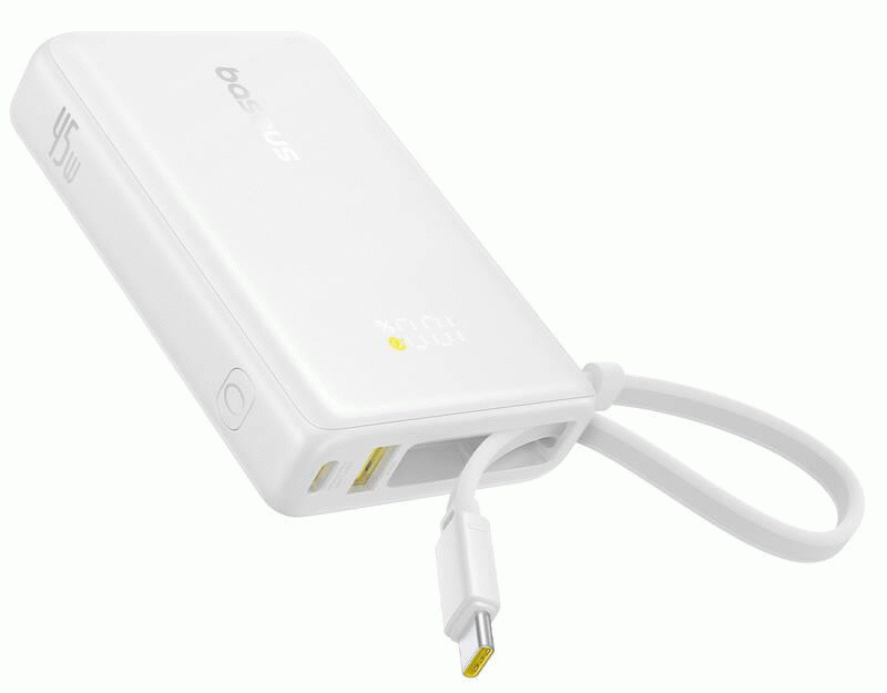 Powerbanka Baseus PicoGo 10000mAh, 45W, s kabelem USB-C, bílá
