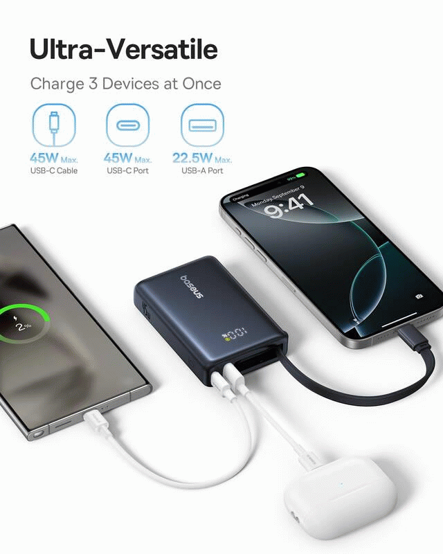Powerbanka Baseus PicoGo 10000mAh, 45W, s kabelem USB-C, černá