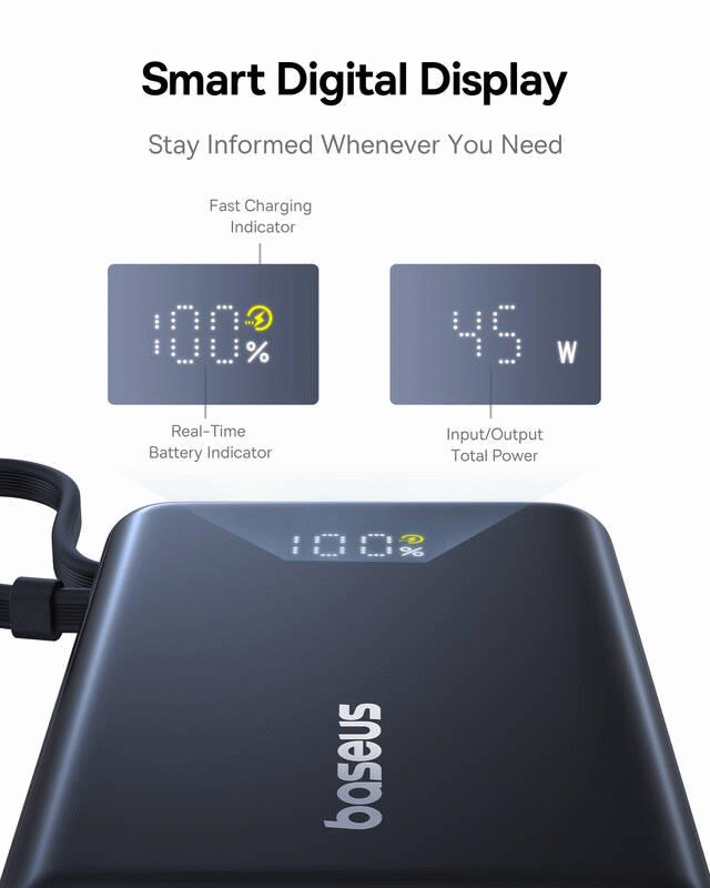 Powerbanka Baseus PicoGo 10000mAh, 45W, s kabelem USB-C, černá