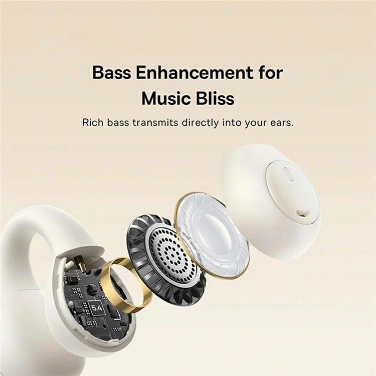 Bluetooth sluchátka Baseus Bass 15 Clip Open Ear, bílá