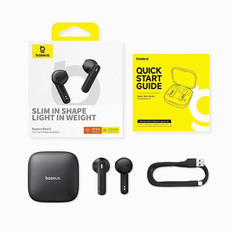 Bluetooth sluchátka Baseus Bowie E16, černá