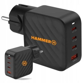 Nabíječka do sítě Hammer RapidCharge 100W, 1xUSB, 3xUSB-C, černá