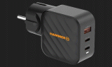 Nabíječka do sítě Hammer RapidCharge 65W, 1xUSB, 2xUSB-C, černá