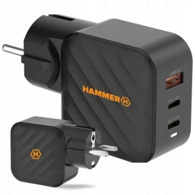 Nabíječka do sítě Hammer RapidCharge 65W, 1xUSB, 2xUSB-C, černá
