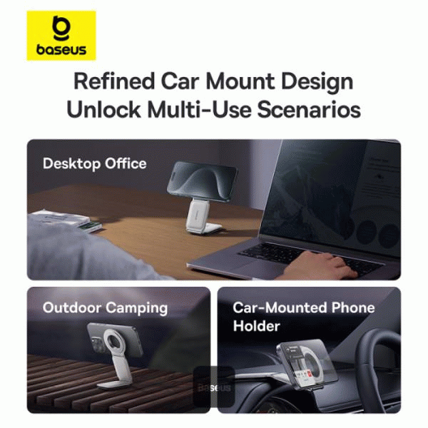 Držák do auta s magnetem Baseus C02 Prime Trip na palubní desku, bílá