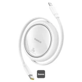 Navíjecí kabel Baseus Free2Pull USB-C/Lightning s nastavitelnou délkou až 1m 20W, bílá